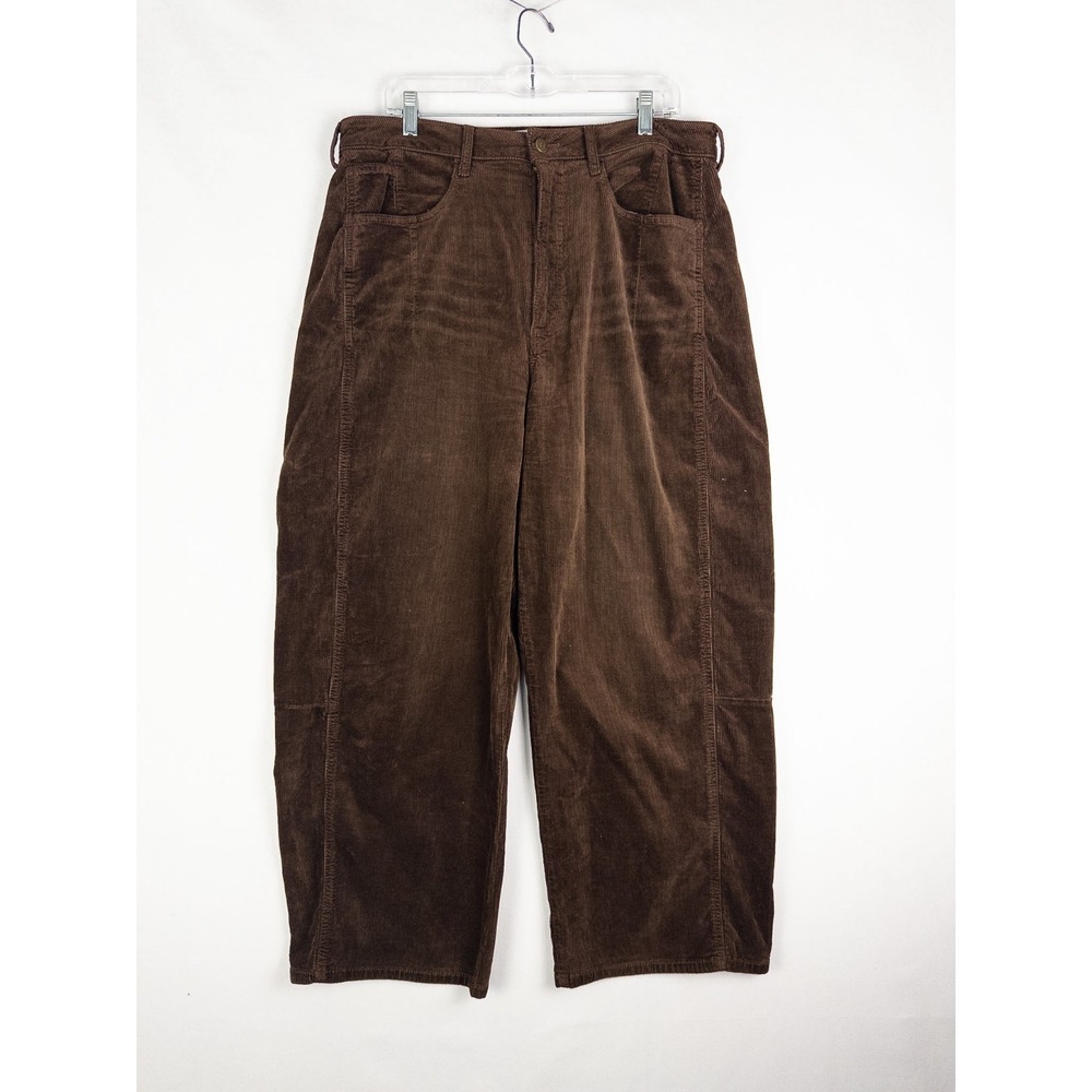 Pilcro Wide Leg Corduroy Pants Womens 32T Brown Baggy Cropped Anthropologie